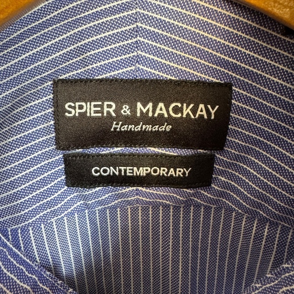 Spier & Mackay‎ Handmade Men's Pinstripe Long Sleeve Button Up Shirt Purple 16.5 - Picture 3 of 13